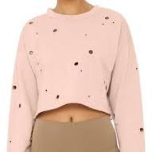 ALO yoga Cadence pink sweatshirt with grommets- size medium